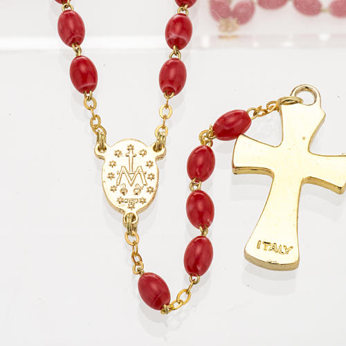 Imitation coral rosary with brass ligature, 6mm 4