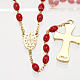 Imitation coral rosary with brass ligature, 6mm s4