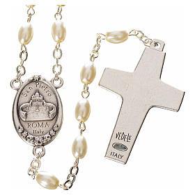 Imitation pearl rosary, Pope Francis, oval grains