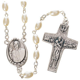 Imitation pearl rosary, Pope Francis, oval grains