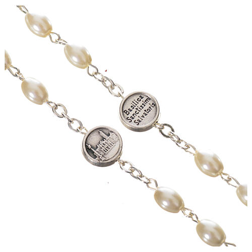 Imitation pearl rosary, Pope Francis, oval grains 4