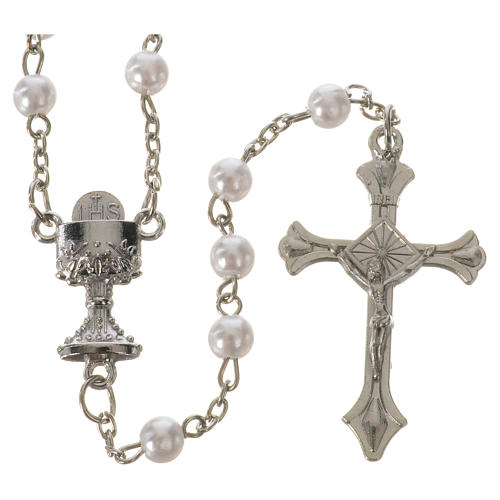 Communion rosary, pearl-like beads 5mm 1
