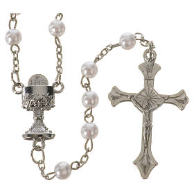 Communion rosary, pearl-like beads 5mm