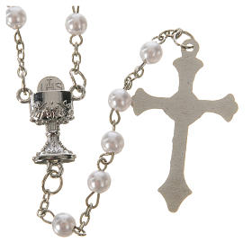 Communion rosary, pearl-like beads 5mm