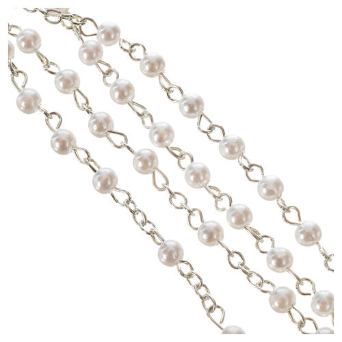 Pope Francis rosary, pearl-like white beads 4mm 3