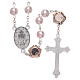 Rosary with 8 mm glass grains in pearl imitation and pink rose shaped Pater s2