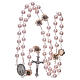 Rosary with 8 mm glass grains in pearl imitation and pink rose shaped Pater s4