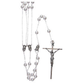 Double rosary for wedding with glass grains in mother of pearl imitation