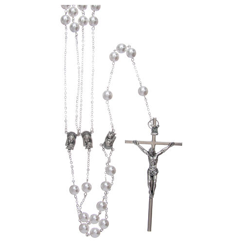 Double rosary for wedding with glass grains in mother of pearl imitation 1