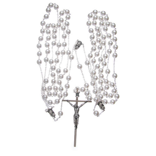 Double rosary for wedding with glass grains in mother of pearl imitation 3