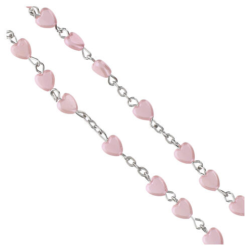 STOCK Rosenkranz mit rosa Perlen in Herzform, Metallbindung 3