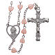 STOCK rosary with heart shape in pink plastic and setting in metal s1