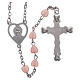STOCK rosary with heart shape in pink plastic and setting in metal s2
