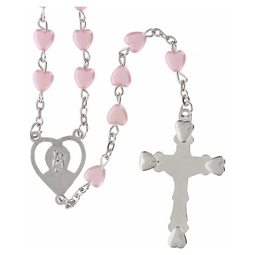 STOCK Chapelet coeur plastique métal rose 2