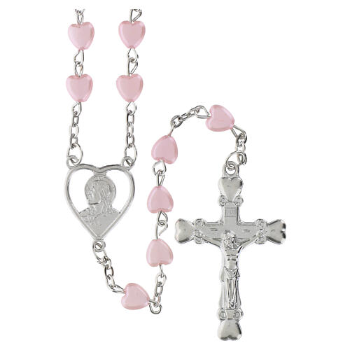 STOCK Terço coração plástico corrente metal cor-de-rosa 1