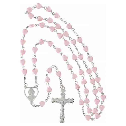 STOCK Terço coração plástico corrente metal cor-de-rosa 4