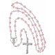 STOCK rosary with heart shape in pink plastic and setting in metal s4