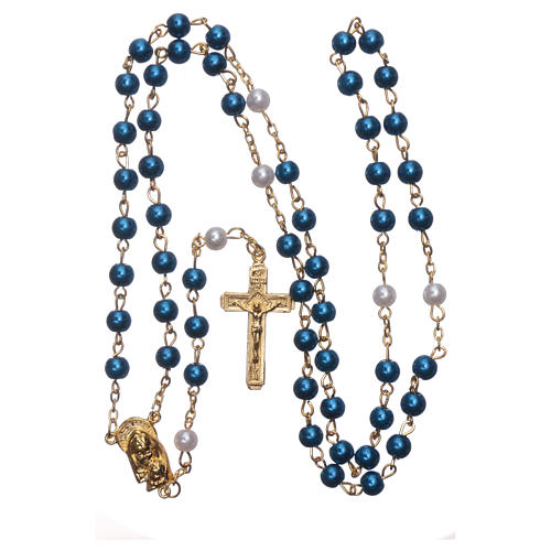 Rosary with pearl imitation silver setting 6 mm 4