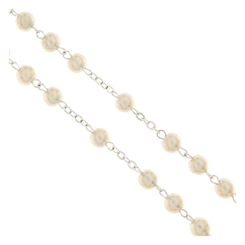 Terço imitação madrepérola Fatima 4 mm branco 3