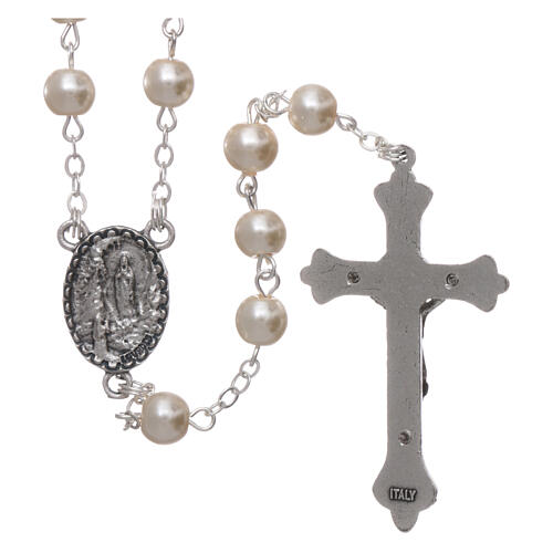 Imitation pearl rosary Lourdes 4 mm white 2