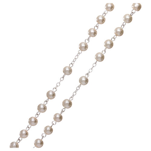 Imitation pearl rosary Lourdes 4 mm white 3