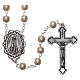 Rosary with Fatima soil 4x5 mm grains, white pearl effect s1