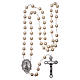 Rosary with Fatima soil 4x5 mm grains, white pearl effect s4