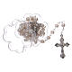 Rosary 1x2 mm grains, pearl effect with flower-shaped box s5