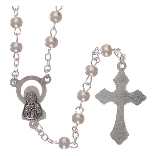 Imitation pearl rosary 2 mm with flower shaped box 2