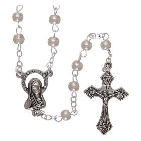 Rosary 2x1 mm grains, white pearl effect