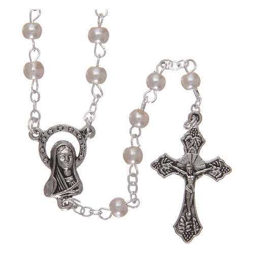 Rosary 2x1 mm grains, white pearl effect 1