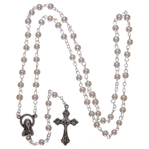 Rosary 2x1 mm grains, white pearl effect 4