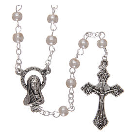 Imitation pearl rosary 2 mm white