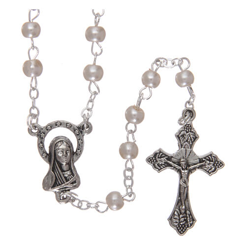 Imitation pearl rosary 2 mm white 1