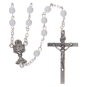 Imitation pearl rosary Holy Communion 3 mm with rosary case
