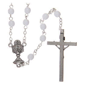 Imitation pearl rosary Holy Communion 3 mm with rosary case
