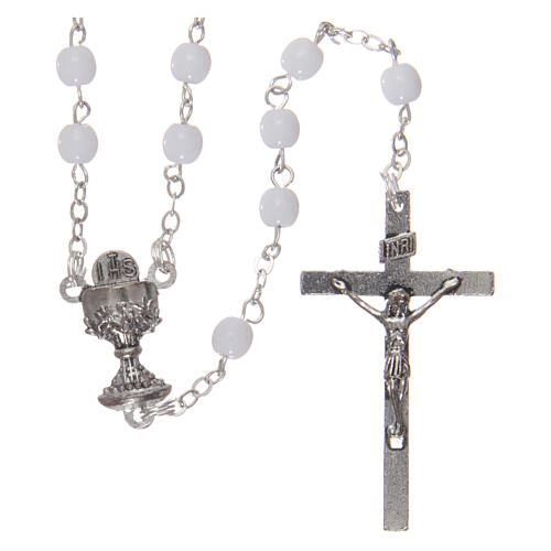 Imitation pearl rosary Holy Communion 3 mm with rosary case 1