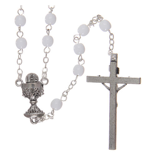 Imitation pearl rosary Holy Communion 3 mm with rosary case 2