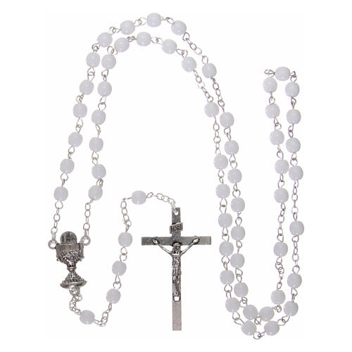Imitation pearl rosary Holy Communion 3 mm with rosary case 4