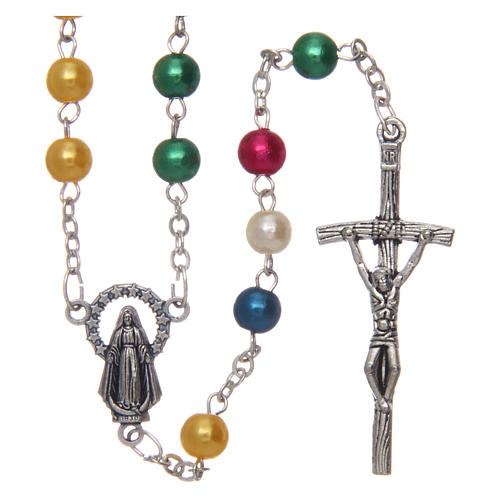 Missionary rosary in semi-pearl 6 mm 1