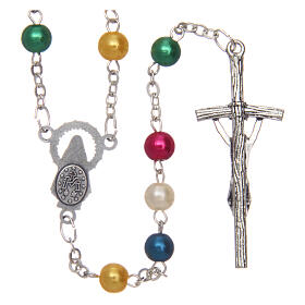 Missionary rosary imitation pearl beads 6 mm