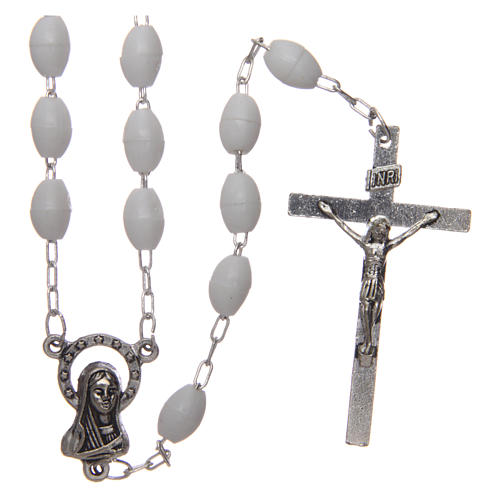 Rosary in white plastic with 5x3 mm oval beads 1