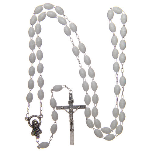 Rosary in white plastic with 5x3 mm oval beads 4