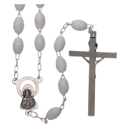 Rosary with plastic oval white beads 5x3 mm 2