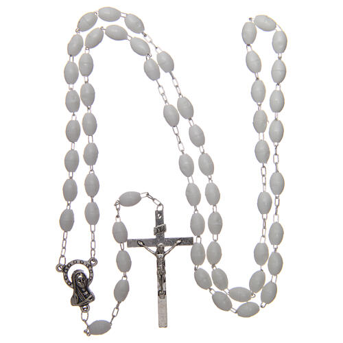Rosary with plastic oval white beads 5x3 mm 4