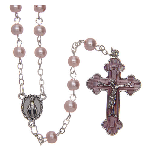 Rosary in pink semi-pearl 3 mm 1