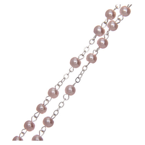 Rosary in pink semi-pearl 3 mm 3