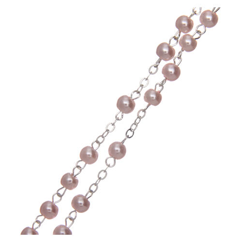 Rosary with pink beads imitation pearl 3 mm 3