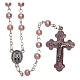 Rosary with pink beads imitation pearl 3 mm s1