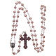 Rosary with pink beads imitation pearl 3 mm s4